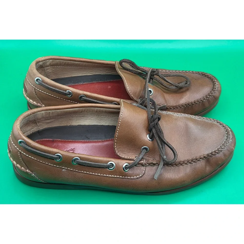 Peter Millar Mens Brown Leather Boat Shoes Loafers MC00F13 Size 10M Brazil